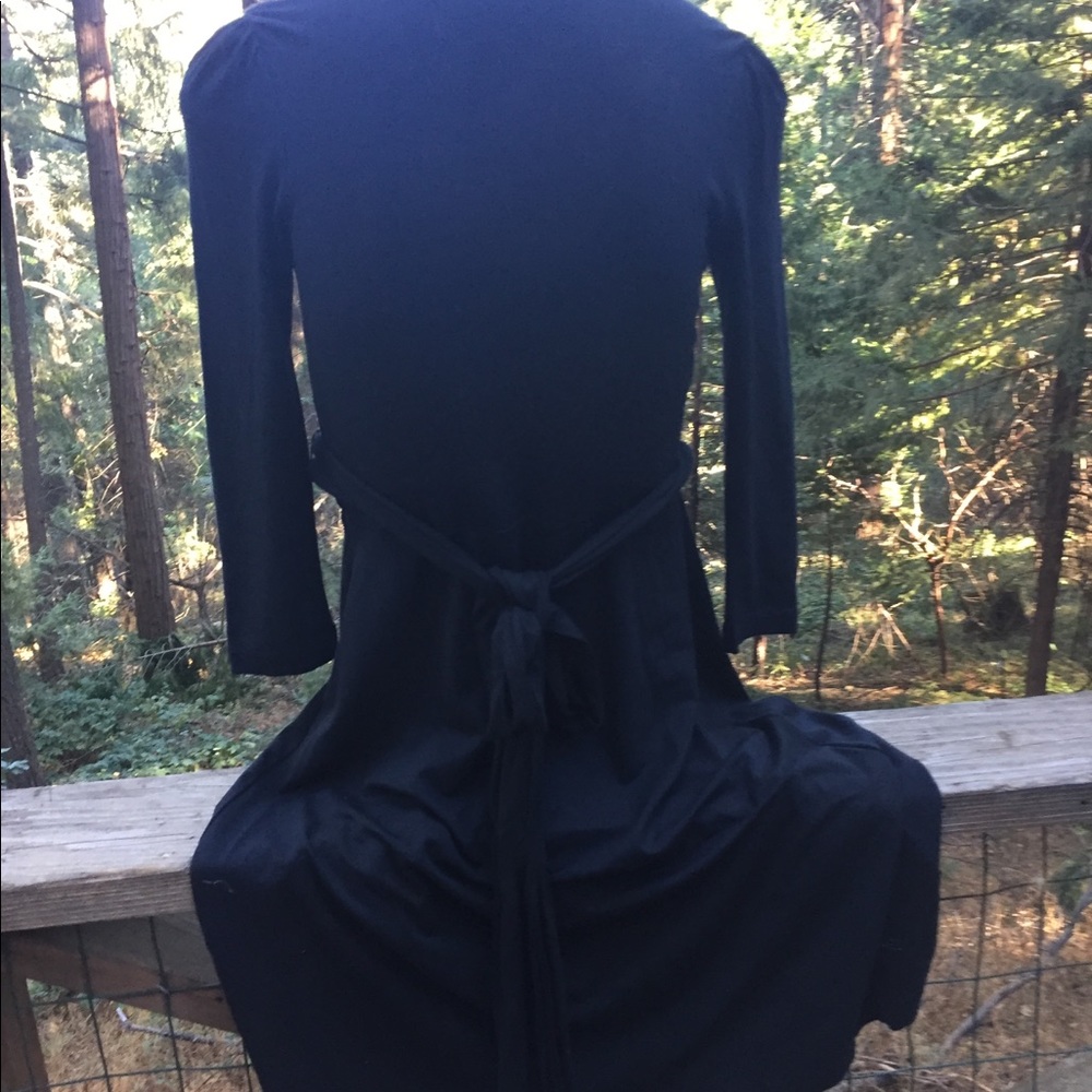 Banana Republic black knit mock wrap, V neck long sleeve cocktail dress - Picture 10 of 12